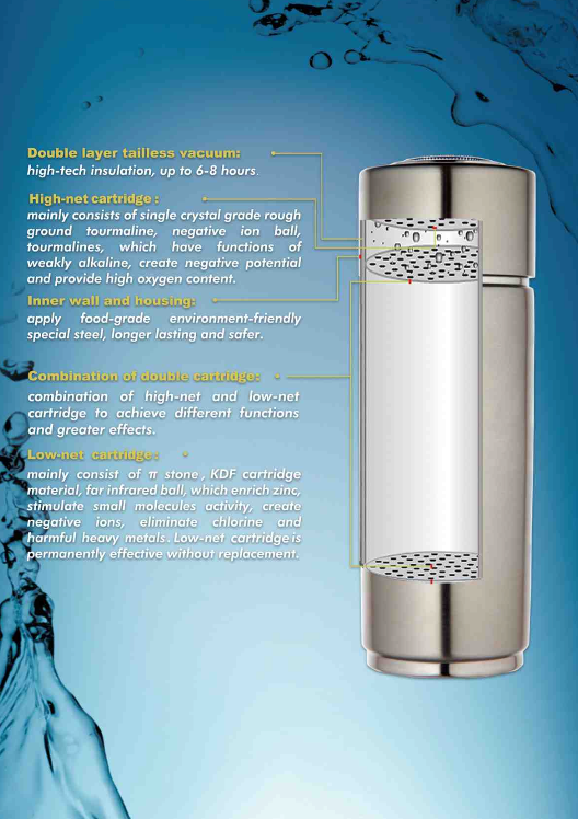 Longrich Classy Style Alkaline Energy Pi Water Bottle (Stainless steel)